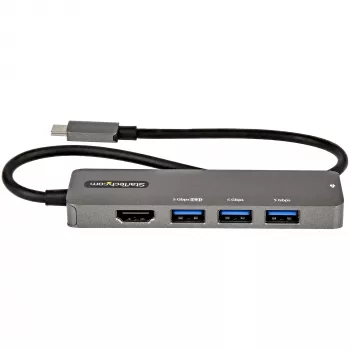 StarTech.com USB-C multiliidese adapter - USB-C HDMI 2.0b 4K 60Hz (HDR10), 100W Power Delivery läbipääs, 4-pordiline USB 3.0 jaotur - USB-C tüüpi minidokk - 12-tolline (30 cm) pikk ühendatud kaabel