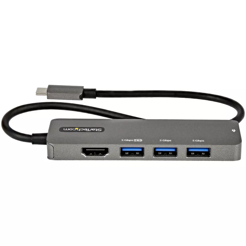 StarTech.com USB-C multiliidese adapter - USB-C HDMI 2.0b 4K 60Hz (HDR10), 100W Power Delivery läbipääs, 4-pordiline USB 3.0 jaotur - USB-C tüüpi minidokk - 12-tolline (30 cm) pikk ühendatud kaabel