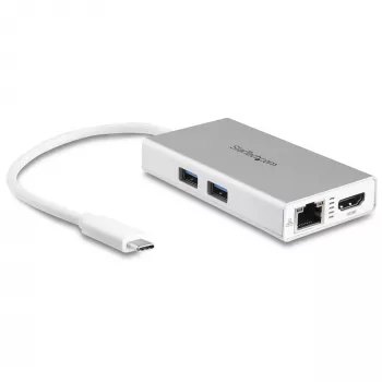 StarTech.com USB-C multipordiadapter – USB-C reisidokk jaam 4K HDMI-ga – 60 W toiteedastus, GbE, 2x USB-A 3.0 jaotur – kaasaskantav mini USB-C dokk sülearvutile – valge