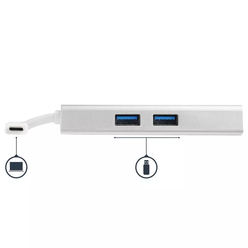 StarTech.com USB-C multipordiadapter – USB-C reisidokk jaam 4K HDMI-ga – 60 W toiteedastus, GbE, 2x USB-A 3.0 jaotur – kaasaskantav mini USB-C dokk sülearvutile – valge