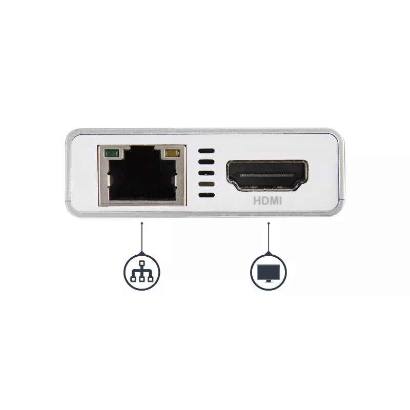 StarTech.com USB-C multipordiadapter – USB-C reisidokk jaam 4K HDMI-ga – 60 W toiteedastus, GbE, 2x USB-A 3.0 jaotur – kaasaskantav mini USB-C dokk sülearvutile – valge