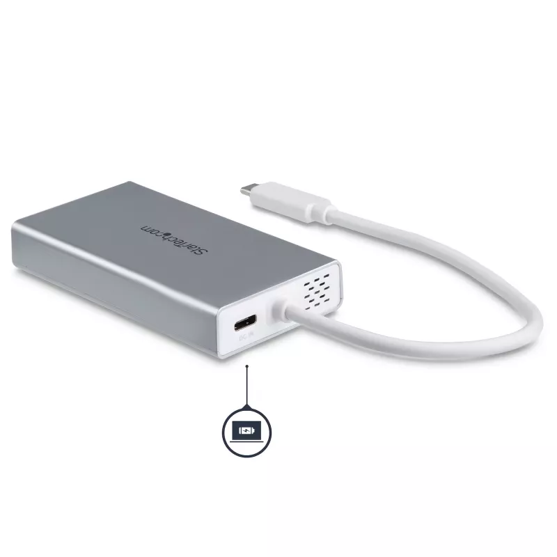 StarTech.com USB-C multipordiadapter – USB-C reisidokk jaam 4K HDMI-ga – 60 W toiteedastus, GbE, 2x USB-A 3.0 jaotur – kaasaskantav mini USB-C dokk sülearvutile – valge