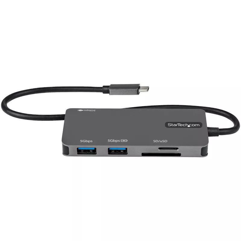 StarTech.com USB C mitmepordialadapter – USB-C 4K HDMI-le, 100 W toiteedastuse läbipääs, SD/microSD pesa, 3-pordiline USB 3.0 jaotur – USB USB-C minidokk – 12-tolline (30 cm) pikk ühendatud kaabel