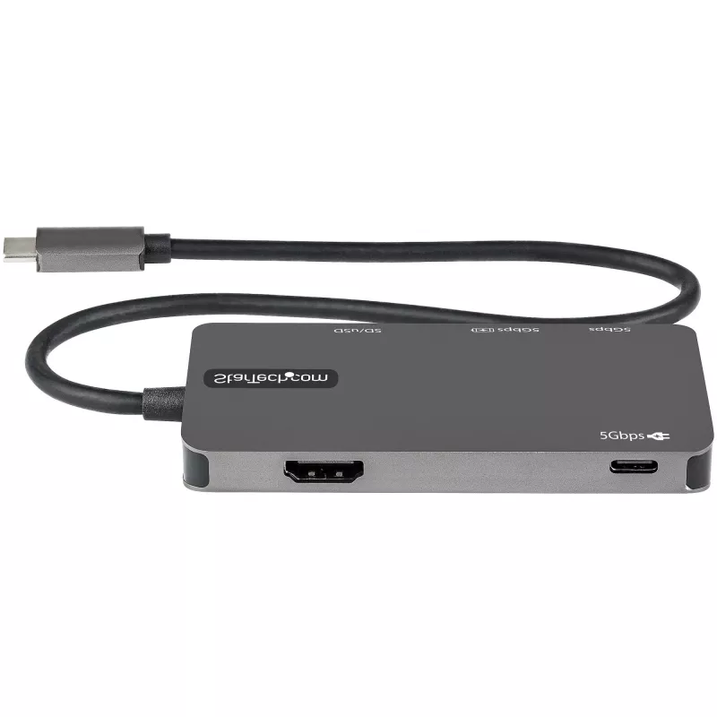 StarTech.com USB C mitmepordialadapter – USB-C 4K HDMI-le, 100 W toiteedastuse läbipääs, SD/microSD pesa, 3-pordiline USB 3.0 jaotur – USB USB-C minidokk – 12-tolline (30 cm) pikk ühendatud kaabel