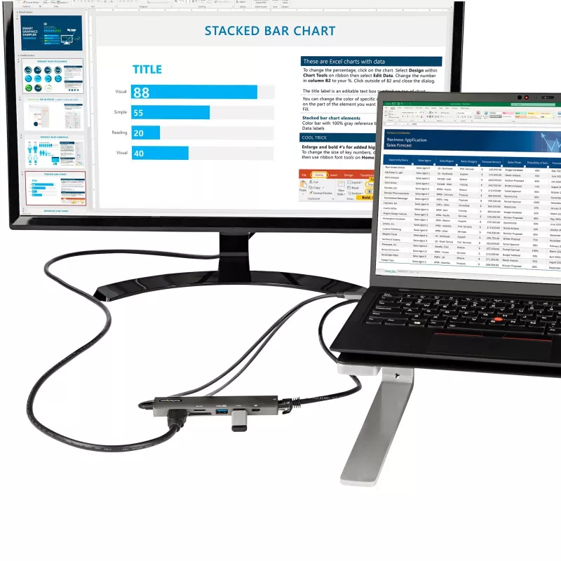 StarTech.com USB-C mitme pordiga adapterijaotur, USB-C -> 4K 60Hz HDMI, gigabitine Ethernet ja 100W sülearvuti laadimine Macbook Pro / Air ja Windows jaoks