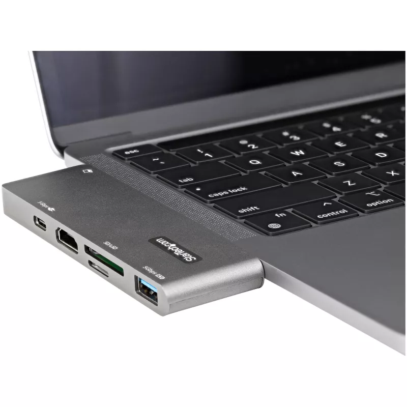 StarTech.com USB-C multiliidese adapter MacBook Pro/Air jaoks – USB USB-C 4K HDMI-le, 100 W toiteedastuse läbipääs, SD/microSD pesa, 2-pordiline USB 3.0 jaotur – kaasaskantav USB-C minidokk
