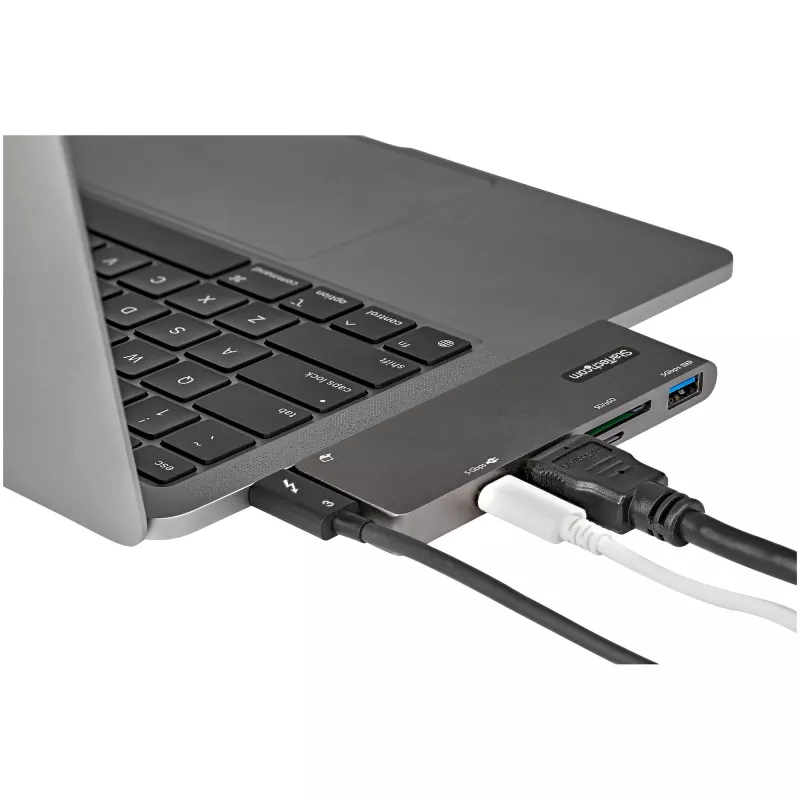 StarTech.com USB-C multiliidese adapter MacBook Pro/Air jaoks – USB USB-C 4K HDMI-le, 100 W toiteedastuse läbipääs, SD/microSD pesa, 2-pordiline USB 3.0 jaotur – kaasaskantav USB-C minidokk
