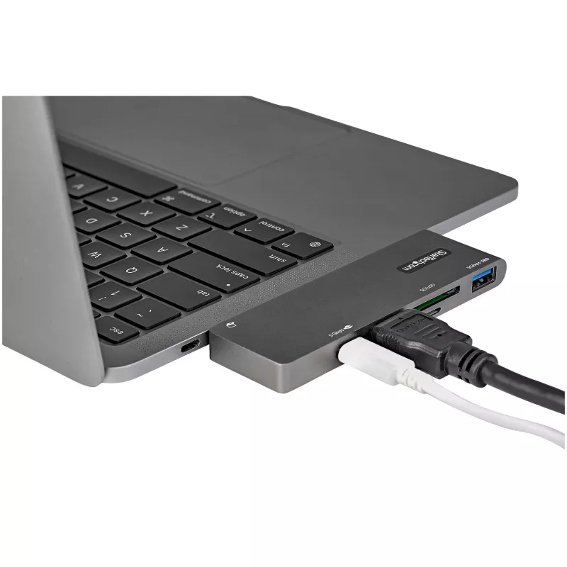 StarTech.com USB-C multiliidese adapter MacBook Pro/Air jaoks – USB USB-C 4K HDMI-le, 100 W toiteedastuse läbipääs, SD/microSD pesa, 2-pordiline USB 3.0 jaotur – kaasaskantav USB-C minidokk