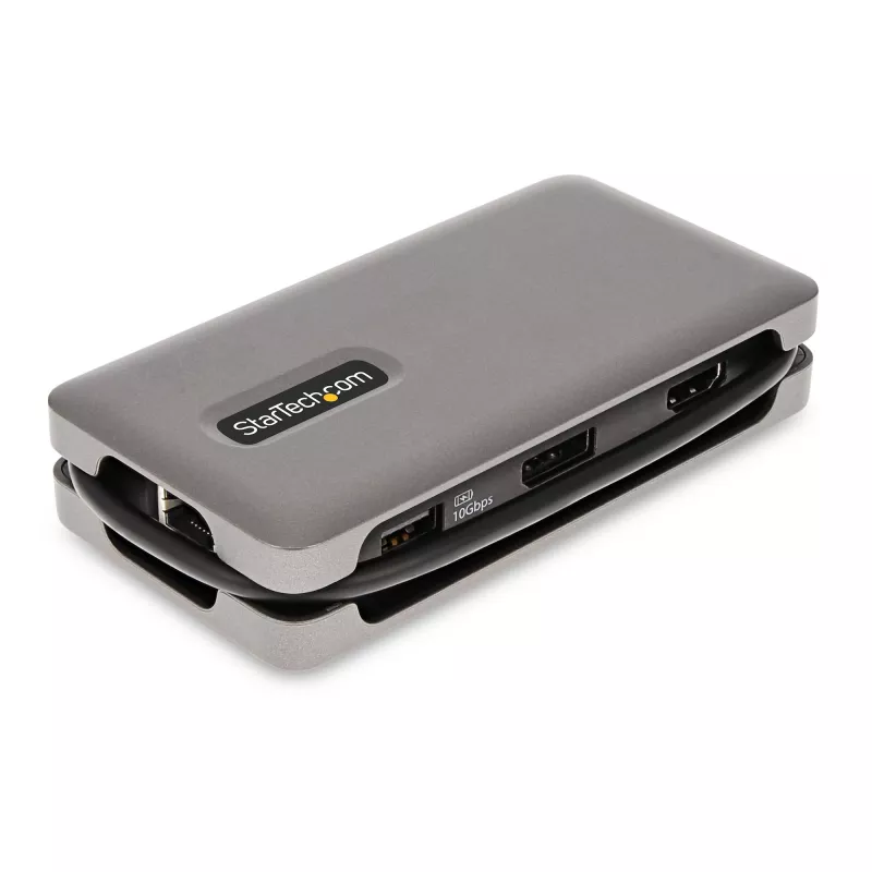 StarTech.com USB-C mitmepordiadapter - 4K 60Hz HDMI/DP - 3-pordiline USB-jaotur - 100W toiteedastus - GbE - reisimini dokkimisjaam laadimisega - 30 cm ümberkeeratav kaabel