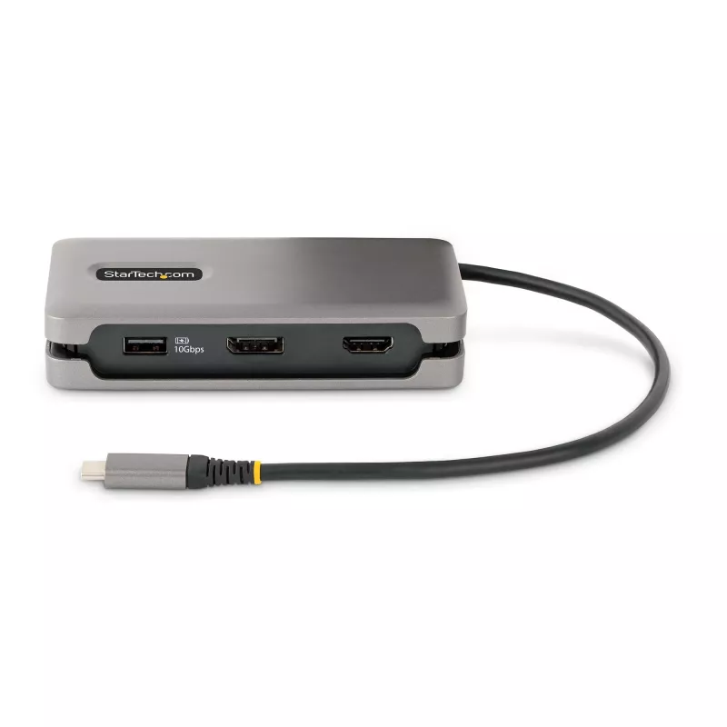 StarTech.com USB-C mitmepordiadapter - 4K 60Hz HDMI/DP - 3-pordiline USB-jaotur - 100W toiteedastus - GbE - reisimini dokkimisjaam laadimisega - 30 cm ümberkeeratav kaabel