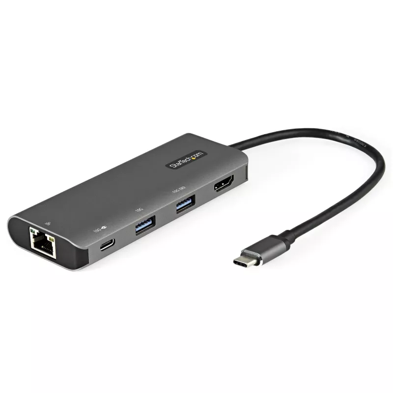 StarTech.com USB C multiliideseadme adapter - 10Gbps USB USB-C minidokk 4K 30Hz HDMI-ga - 100W toiteedastuse läbipääs - 3-pordiline USB-jaotur, GbE - USB 3.1/3.2 Gen 2 sülearvuti dokk - 10 inch kaabel