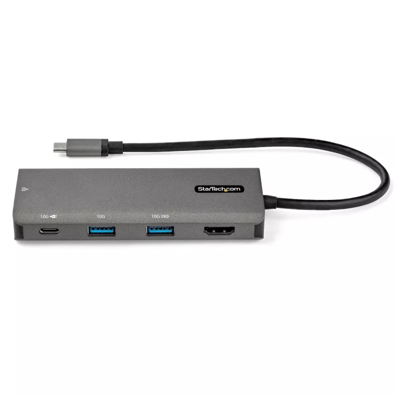 StarTech.com USB C multiliideseadme adapter - 10Gbps USB USB-C minidokk 4K 30Hz HDMI-ga - 100W toiteedastuse läbipääs - 3-pordiline USB-jaotur, GbE - USB 3.1/3.2 Gen 2 sülearvuti dokk - 10 inch kaabel