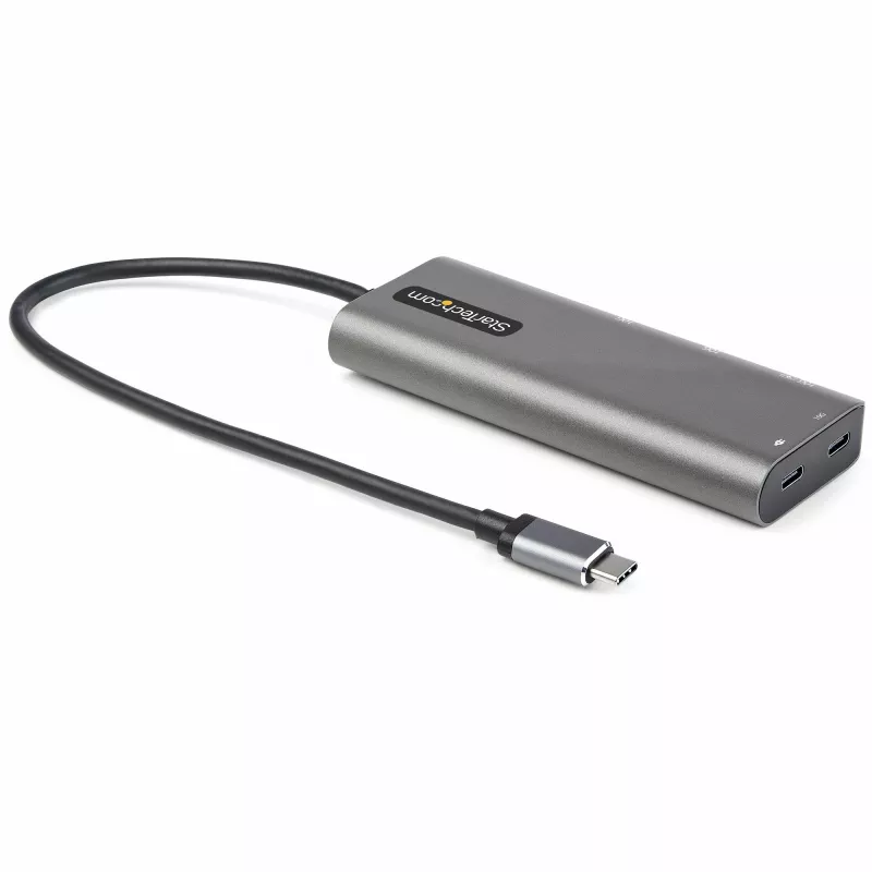 StarTech.com USB C Multiport Adapter – USB-C HDMI-le või Mini DisplayPort 4K 60 Hz, 100 W toiteedastuse läbipääs, 4-pordiline 10 Gbps USB-jaotur – USB USB-C mini dokk – 12-tollise kinnitatud kaabliga