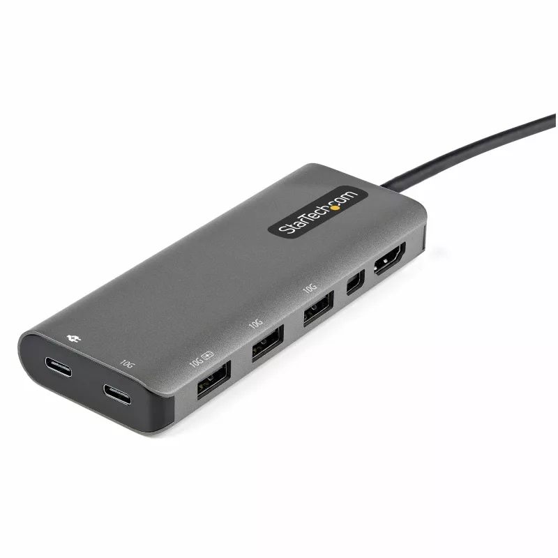 StarTech.com USB C Multiport Adapter – USB-C HDMI-le või Mini DisplayPort 4K 60 Hz, 100 W toiteedastuse läbipääs, 4-pordiline 10 Gbps USB-jaotur – USB USB-C mini dokk – 12-tollise kinnitatud kaabliga