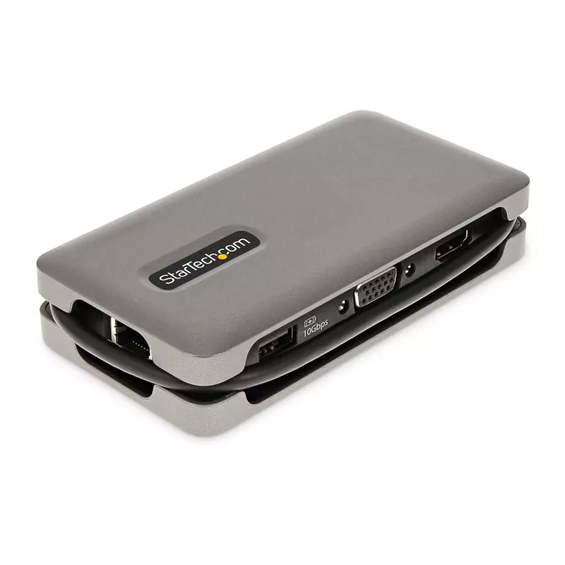 StarTech.com USB-C mitmeportne adapter - HDMI/VGA - 4K 60Hz - 3-pordine USB-jaotur - 100 W toiteedastus - GbE - reisi-minidokkijaam koos laadimisega - 1 jalga/30 cm mähitav kaabel