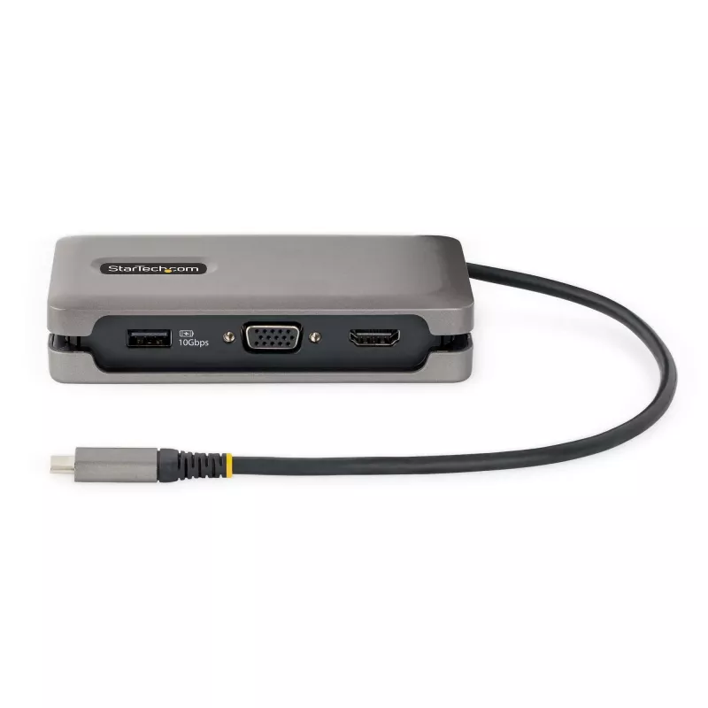 StarTech.com USB-C mitmeportne adapter - HDMI/VGA - 4K 60Hz - 3-pordine USB-jaotur - 100 W toiteedastus - GbE - reisi-minidokkijaam koos laadimisega - 1 jalga/30 cm mähitav kaabel