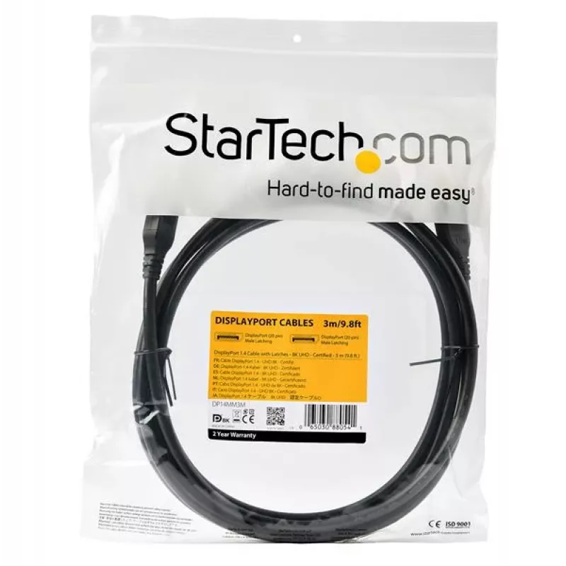 StarTech.com 10 ft (3 m) VESA-sertifitseeritud DisplayPort 1.4 kaabel, 8K 60 Hz HBR3 HDR, UHD DisplayPort-DisplayPort monitorijuhe, Ultra HD 4K 120 Hz DP 1.4 videokaabel M/M DP-pistik