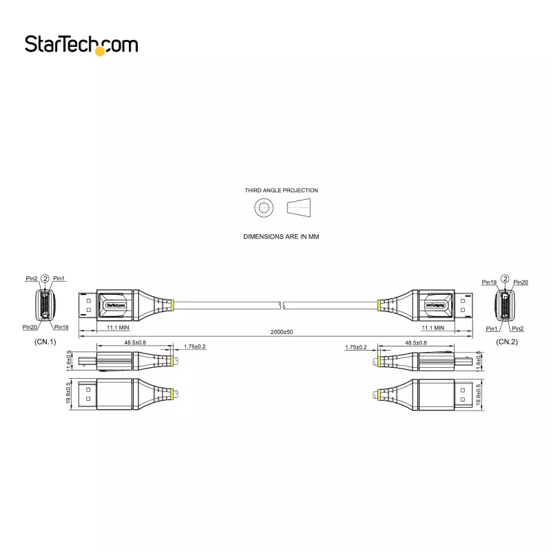 StarTech.com 6ft (2m) VESA Certified DisplayPort 1.4 kaabel - 8K 60Hz HDR10 - Ultra HD 4K 120Hz Video - DP 1.4 kaabel / Cord - For Monitors/Displays - DisplayPort to DisplayPort kaabel - M/M
