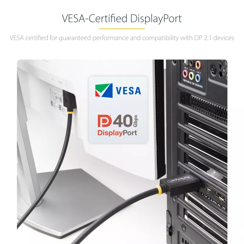 StarTech.com 1m DisplayPort 2.1 kaabel, VESA sertifitseeritud DP40 DisplayPort kaabel UHBR10/HDR/HDCP 2.2-ga, 8K 60Hz/4K 144Hz DSC 1.2a-ga, 40Gbps, DP 2.1 kaabel, UHD monitori juhe, M/M