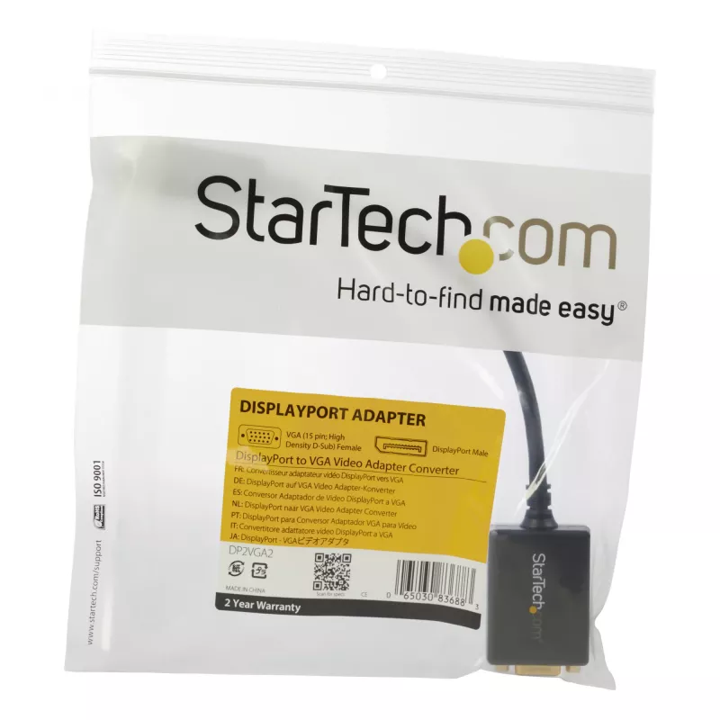 StarTech.com DisplayPort VGA-adapter – aktiivne DP-VGA-muundur – 1080p video – DisplayPort-sertifitseeritud – DP/DP++ allikas VGA-kuvarile kaabeladapteri pistik – lukustuva DP-pistikuga