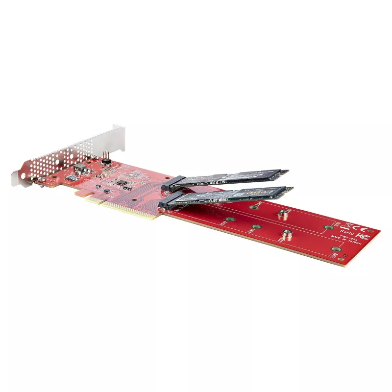 StarTech.com Dual M.2 PCIe SSD Adapter Card, PCIe x8 / x16 to Dual NVMe or AHCI M.2 SSDs, PCI Express 4.0, 7.8GBps/Drive, Bifurcation Required - Windows/Linux Ühilduv