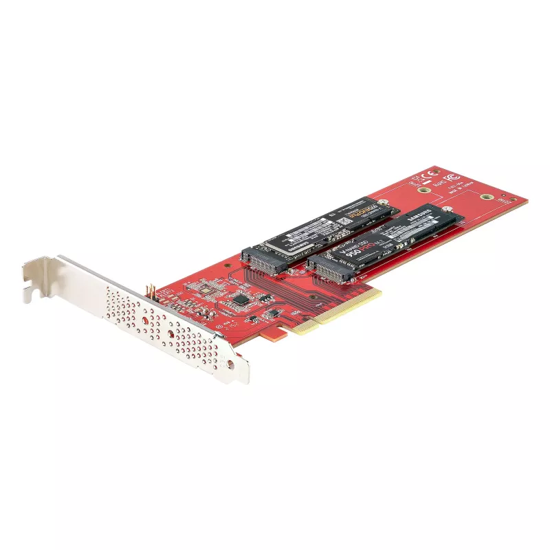 StarTech.com Dual M.2 PCIe SSD Adapter Card, PCIe x8 / x16 to Dual NVMe or AHCI M.2 SSDs, PCI Express 4.0, 7.8GBps/Drive, Bifurcation Required - Windows/Linux Ühilduv