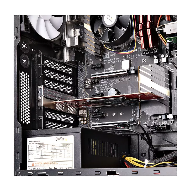 StarTech.com Dual M.2 PCIe SSD Adapter Card, PCIe x8 / x16 to Dual NVMe or AHCI M.2 SSDs, PCI Express 4.0, 7.8GBps/Drive, Bifurcation Required - Windows/Linux Ühilduv