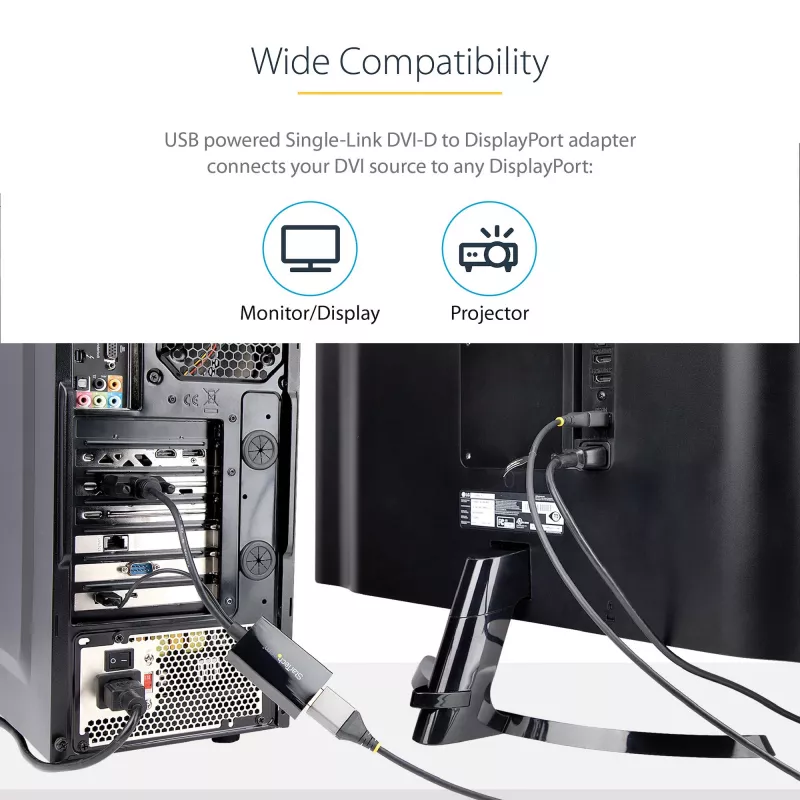 StarTech.com DVI-DisplayPort-adapter – USB-toide – 1920 x 1200 – DVI-DisplayPort-muundur – videoadapter – DVI-D DP-le