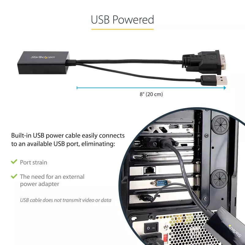 StarTech.com DVI-DisplayPort-adapter – USB-toide – 1920 x 1200 – DVI-DisplayPort-muundur – videoadapter – DVI-D DP-le