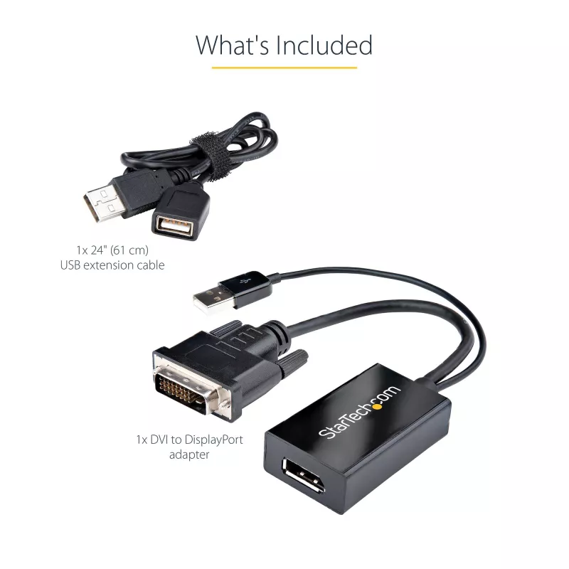 StarTech.com DVI-DisplayPort-adapter – USB-toide – 1920 x 1200 – DVI-DisplayPort-muundur – videoadapter – DVI-D DP-le