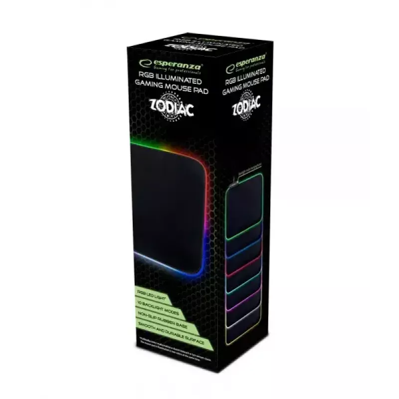 Mänguhiirematt ESPERANZA EGP105 — 350×250 mm, must, USB-toitega, mittelibisev alus