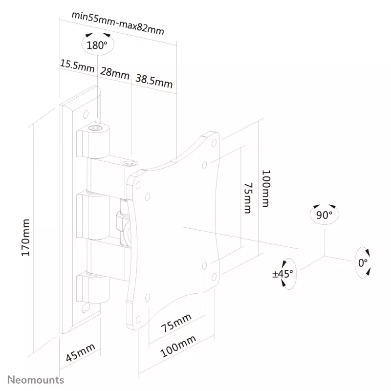 Neomounts FPMA-W810Must Monitor/TV mount wall 10-27 inch - full motion
