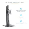 StarTech.com vabalt seisev ühe monitori kinnitus – kõrgusreguleeritav monitorialus – VESA-kinnitusega kuvaritele kuni 32 tolli (15 naela / 7 kg) – ergonoomiline monitorialus lauale – kallutatav/pööratav/keeratav
