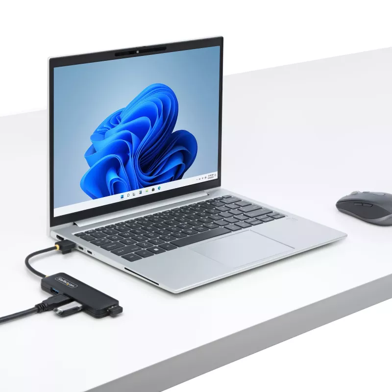 StarTech.com 4-pordiline USB-A jaotur, 5 Gbps, siinivõimsusega, väike reisi-mini-USB-jaotur, mitme pordiga USB 3.0 jagaja, kaasaskantav USB-jaotur, ülevoolukaitse (OCP)