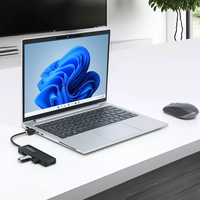 StarTech.com 4-pordiline USB-A jaotur, 5 Gbps, siinivõimsusega, väike reisi-mini-USB-jaotur, mitme pordiga USB 3.0 jagaja, kaasaskantav USB-jaotur, ülevoolukaitse (OCP)