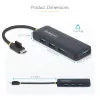 StarTech.com 4-pordiline USB-C jaotur, 5 Gbps, USB-C kuni 4x USB-A, siiniga toidetav, väike reisimini jaotur, mitme pordiga USB 3.0 jaotur, kaasaskantav jaotur, ülevoolukaitse