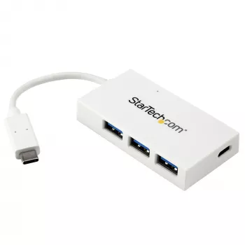 StarTech.com 4-pordiline USB-C-jaotur, 1x USB-C ja 3x USB-A porti (SuperSpeed 5 Gbit/s) – USB-siini toitega – kaasaskantav/sülearvuti USB 3.0 adapterjaotur – USB 3.1 Gen 1 / USB 3.2 Gen 1 USB-C jaotur – valge