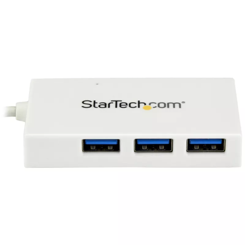 StarTech.com 4-pordiline USB-C-jaotur, 1x USB-C ja 3x USB-A porti (SuperSpeed 5 Gbit/s) – USB-siini toitega – kaasaskantav/sülearvuti USB 3.0 adapterjaotur – USB 3.1 Gen 1 / USB 3.2 Gen 1 USB-C jaotur – valge