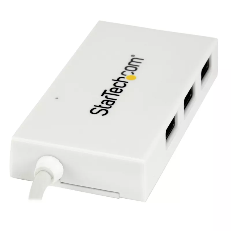 StarTech.com 4-pordiline USB-C-jaotur, 1x USB-C ja 3x USB-A porti (SuperSpeed 5 Gbit/s) – USB-siini toitega – kaasaskantav/sülearvuti USB 3.0 adapterjaotur – USB 3.1 Gen 1 / USB 3.2 Gen 1 USB-C jaotur – valge
