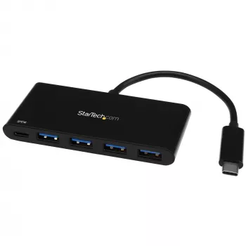 StarTech.com 4-pordiline USB-C-jaotur 4 USB-tüüp-A-pordiga (USB 3.0 SuperSpeed 5 Gbps) – 60 W toite edastamise läbiv laadimine – USB 3.1 Gen 1 / USB 3.2 Gen 1 sülearvuti jaoturi adapter – MacBook, Dell