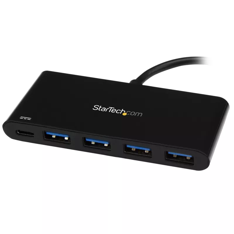 StarTech.com 4-pordiline USB-C-jaotur 4 USB-tüüp-A-pordiga (USB 3.0 SuperSpeed 5 Gbps) – 60 W toite edastamise läbiv laadimine – USB 3.1 Gen 1 / USB 3.2 Gen 1 sülearvuti jaoturi adapter – MacBook, Dell