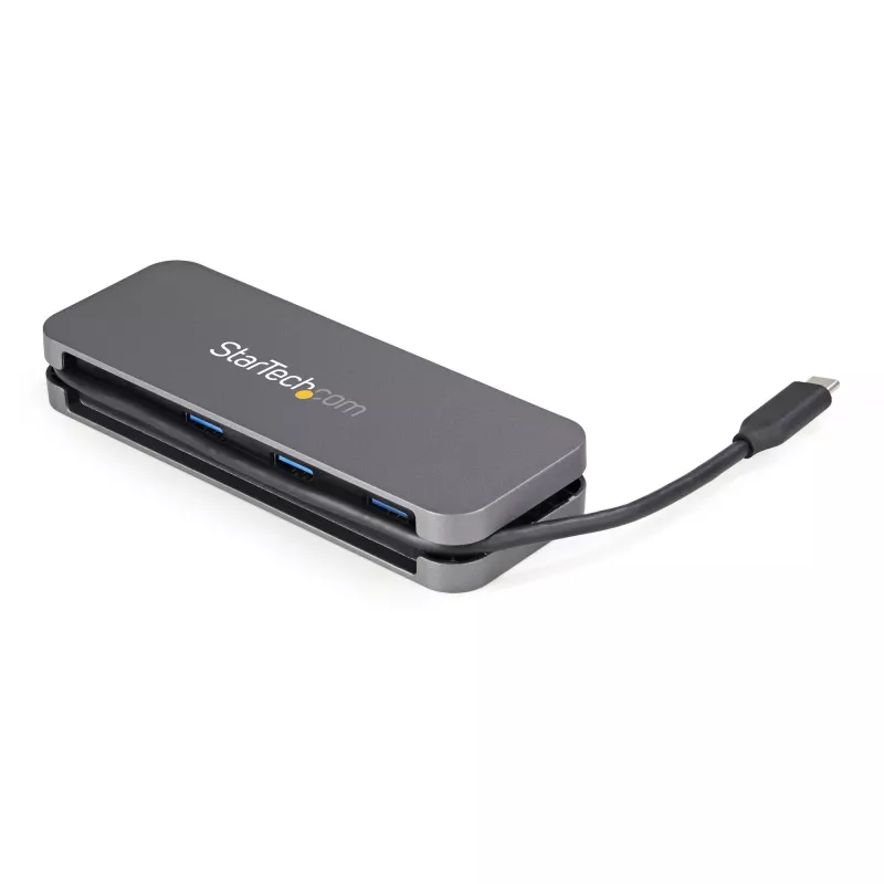 StarTech.com 4-pordiline USB-C-jaotur – 3x USB-A / 1x USB-C – 5 Gbps USB 3.0 USB-C jaotur (3.2/3.1 Gen 1) – siiniga toidetav – kaasaskantav USB-C–USB-A-adapteri jaotur – 28,5 cm (11,2 tolli) kaabel koos kaablihaldusega