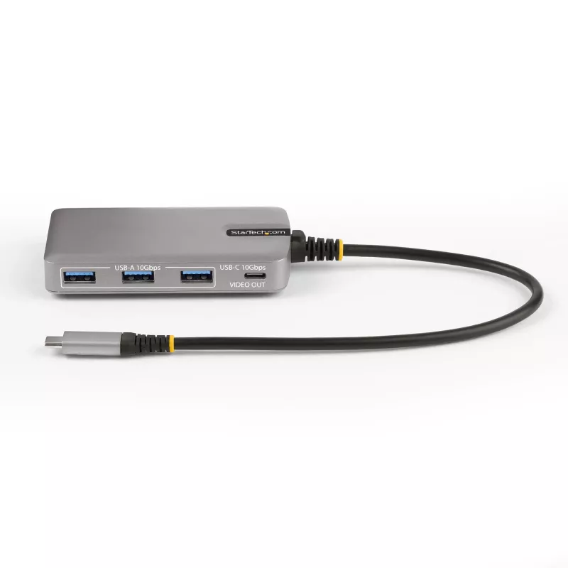 StarTech.com 4-pordiline USB-C jaotur USB-C DP Alt Mode videoväljundiga 4K 60Hz - 3x USB-A, 1x USB USB-C, 100W Power Delivery läbiv, USB 3.2 10Gbps, 30cm kaabel, kaasaskantav USB-jaotur