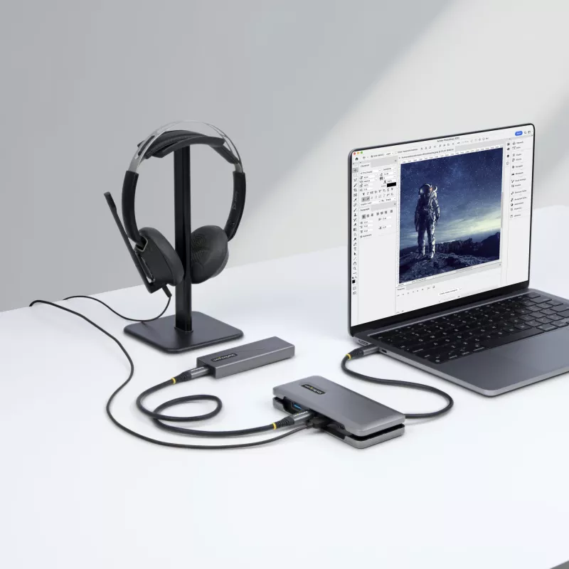 StarTech.com 4-pordiline USB-C jaotur - 1x USB-A ja 3x USB-C porti - USB 3.2 Gen 2 (10 Gbit/s) - siiniga toidetav - USB-tüüp C jaotur koos 12,6 tolli/32 cm ümbermähitava kaabliga - kaasaskantav USB-C - USB-A jaotur