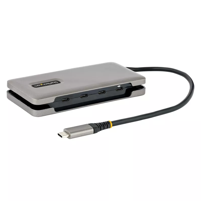 StarTech.com 4-pordiline USB-C-jaotur, 4x USB-C-porti, USB 3.2 Gen 2 (10 Gbit/s) - kaasaskantav USB-C-jaotur 100W toiteedastusega - USB USB-C jaotur 12,6 tolli/32 cm ümber keeratava kaabliga