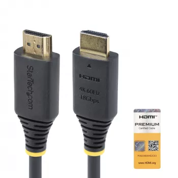 StarTech.com 1.6ft (50cm) Premium Certified High Speed HDMI Kaabel, 4K 60Hz/1440p 144Hz, HDR10/HDCP 2.2/ARC, 18Gbps, UHD HDMI 2.0 Juhe TV/Monitori/Ekraani jaoks, TPE Kest