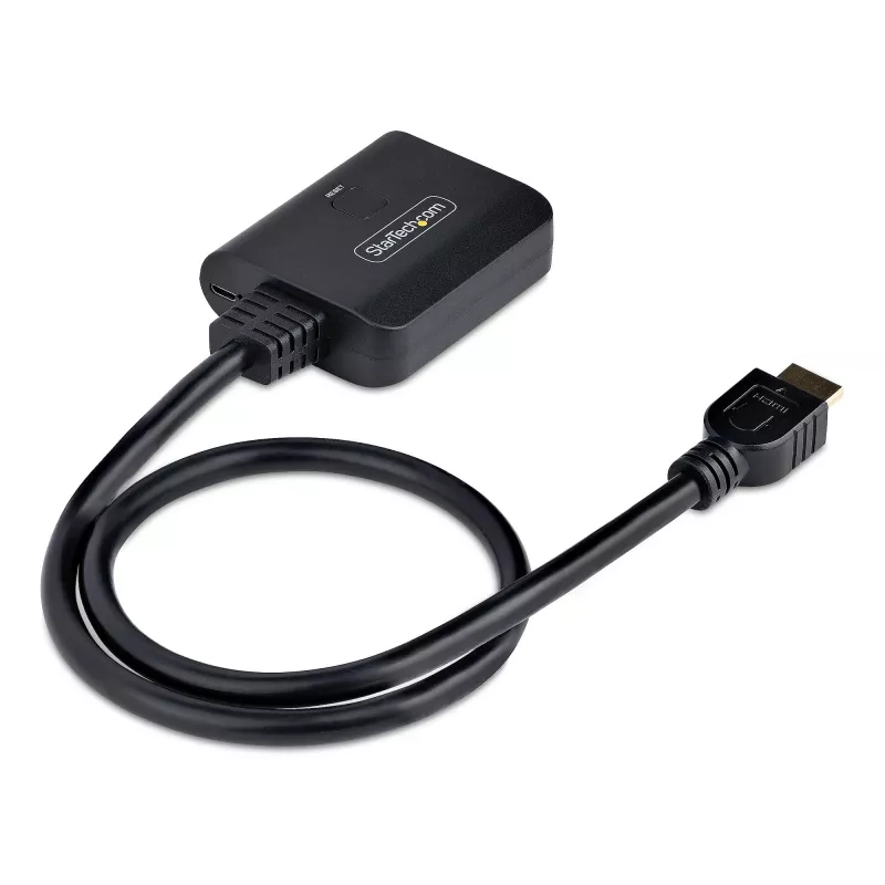 StarTech.com 2-Port HDMI Splitter, 4K 60Hz HDMI 2.0 Video, 4K HDMI Splitter 1 In 2 Out, 1x2 HDMI Display/Output Splitter, HDR/HDCP, 20in (50cm) Built-in HDMI kaabel