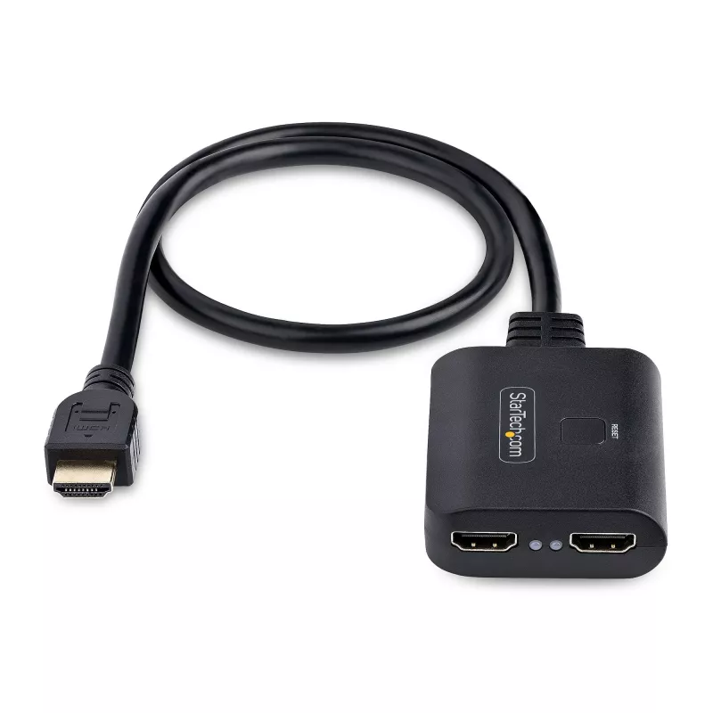 StarTech.com 2-Port HDMI Splitter, 4K 60Hz HDMI 2.0 Video, 4K HDMI Splitter 1 In 2 Out, 1x2 HDMI Display/Output Splitter, HDR/HDCP, 20in (50cm) Built-in HDMI kaabel