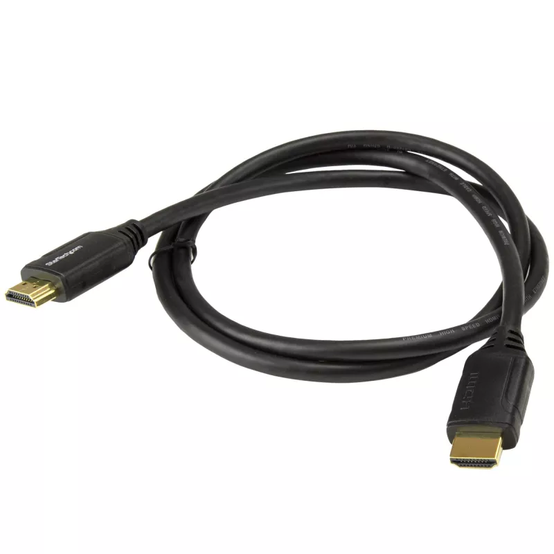 StarTech.com 3 jala (1 m) esmaklassiline sertifitseeritud HDMI 2.0 kaabel Ethernetiga – kiire ülikiire 4K 60 Hz HDMI kaabel HDR10 – HDMI juhe (isane/isane pistikud) – UHD monitoridele, teleritele, kuvaritele