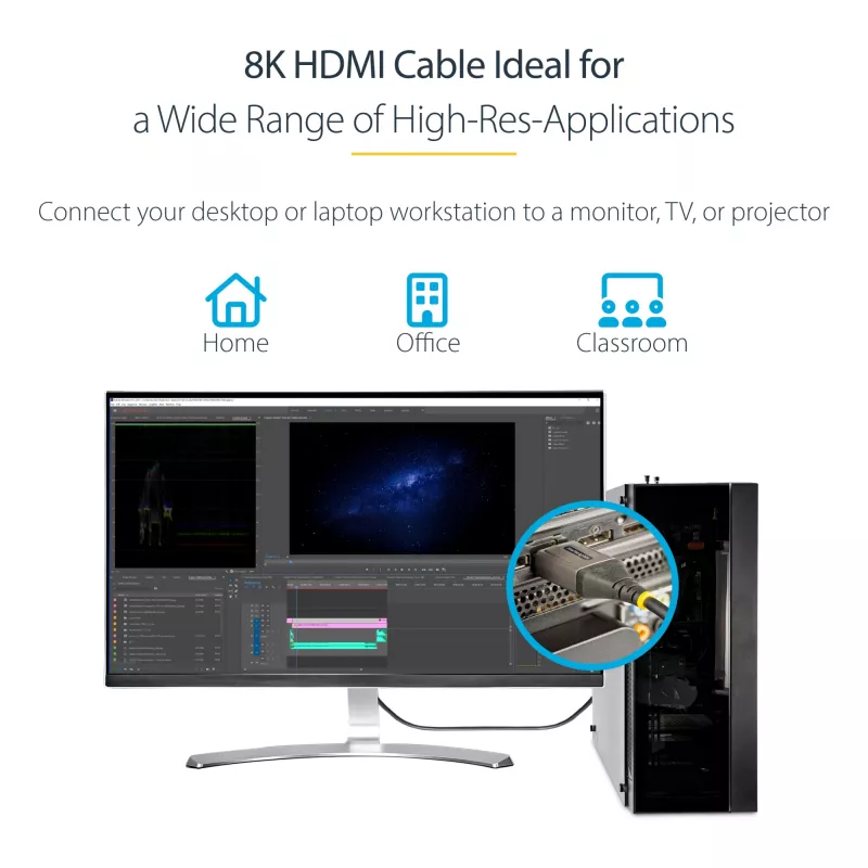 StarTech.com 16ft (5m) HDMI 2.1 kaabel 8K - Sertifitseeritud ülikiire HDMI kaabel 48Gbps - 8K 60Hz/4K 120Hz HDR10+ eARC - Ultra HD 8K HDMI kaabel - Monitor/Teler/Ekraan - Painduv TPE mantel